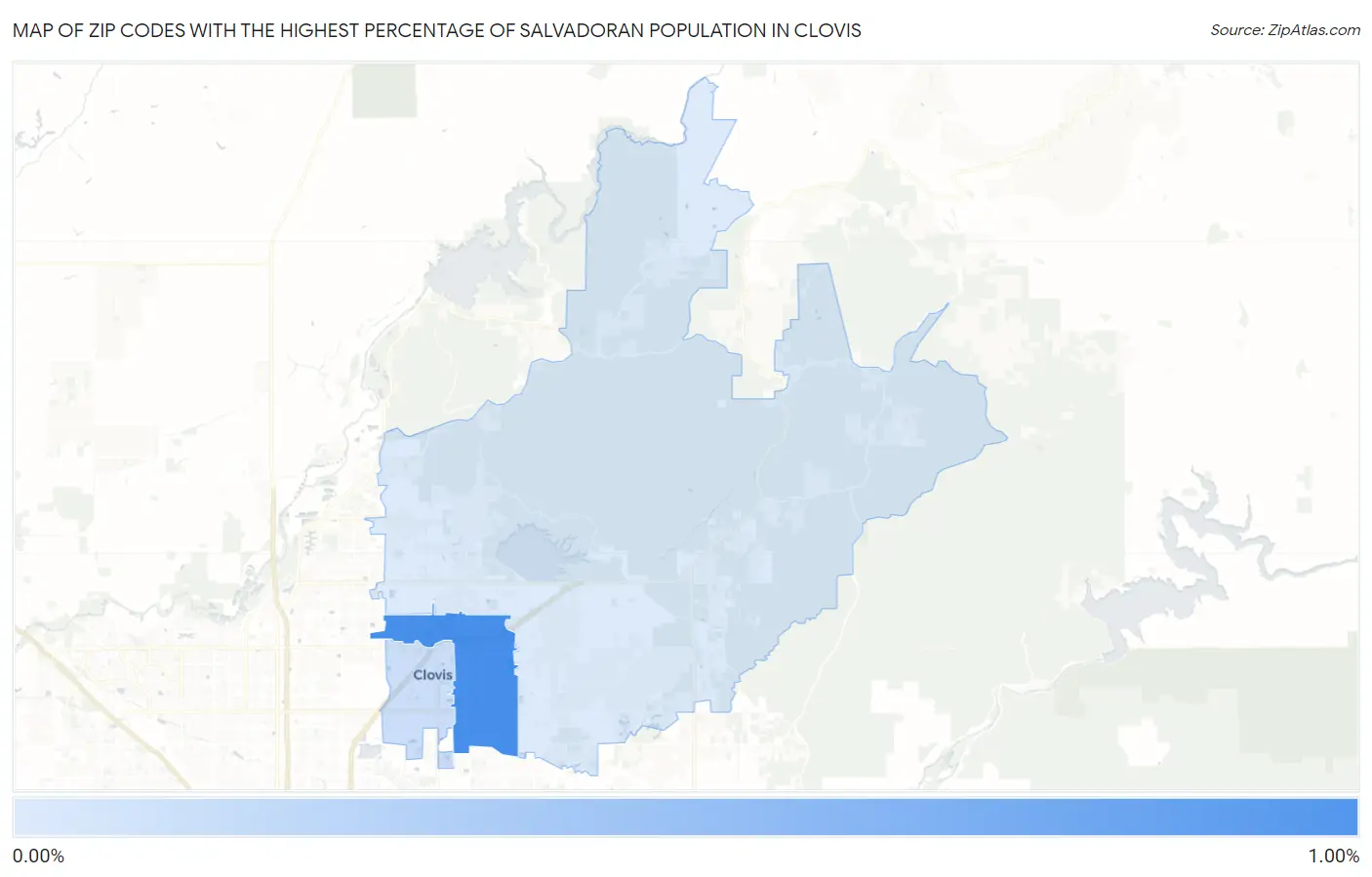 Zip Codes with the Highest Percentage of Salvadoran Population in Clovis Map
