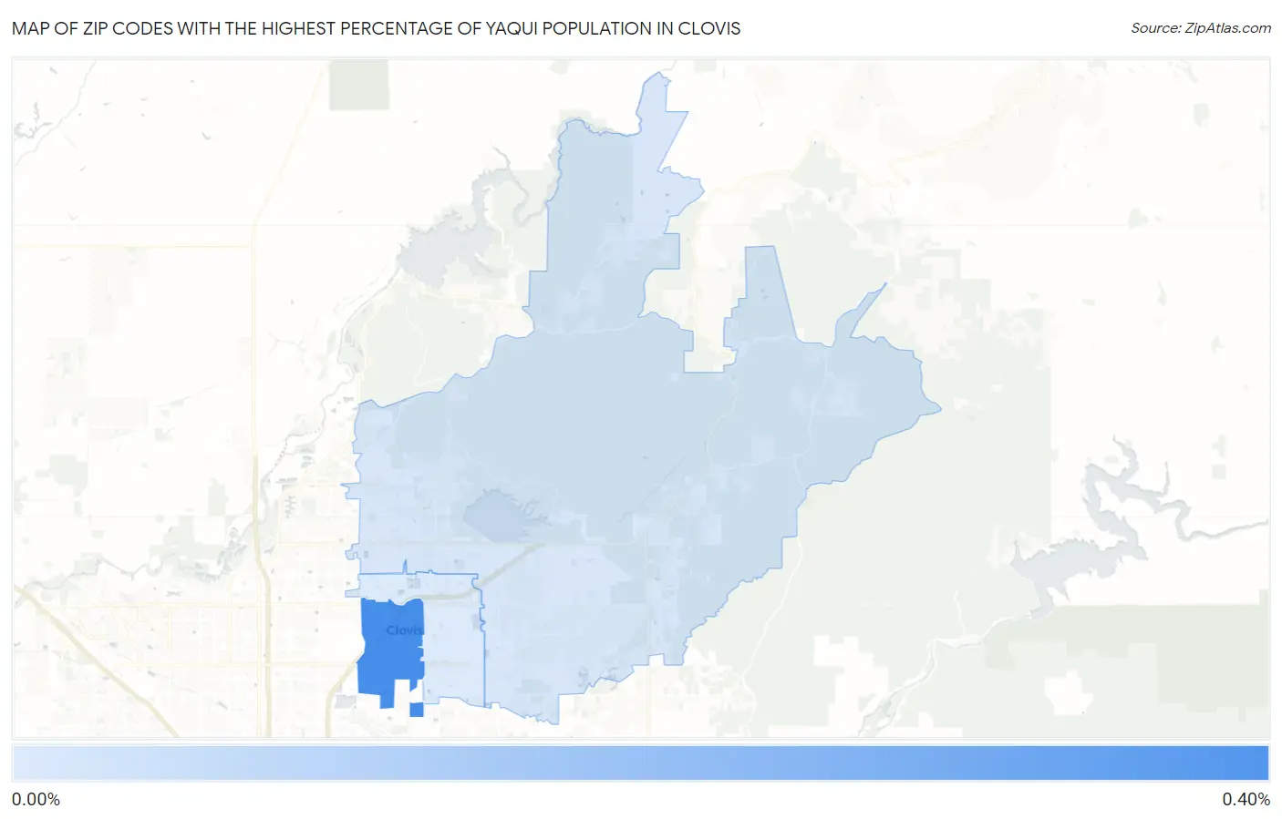 Zip Codes with the Highest Percentage of Yaqui Population in Clovis Map