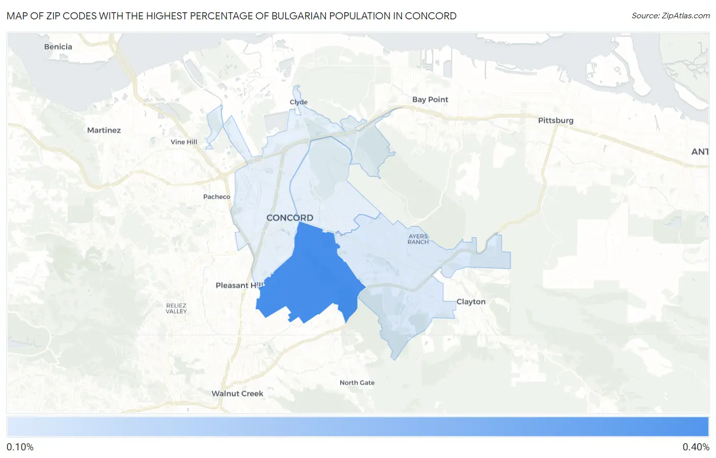 Zip Codes with the Highest Percentage of Bulgarian Population in Concord Map