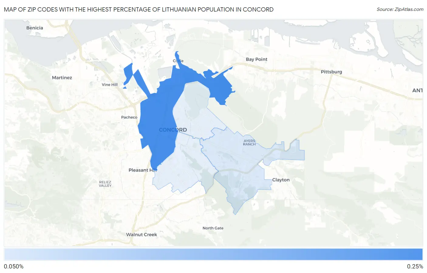 Zip Codes with the Highest Percentage of Lithuanian Population in Concord Map