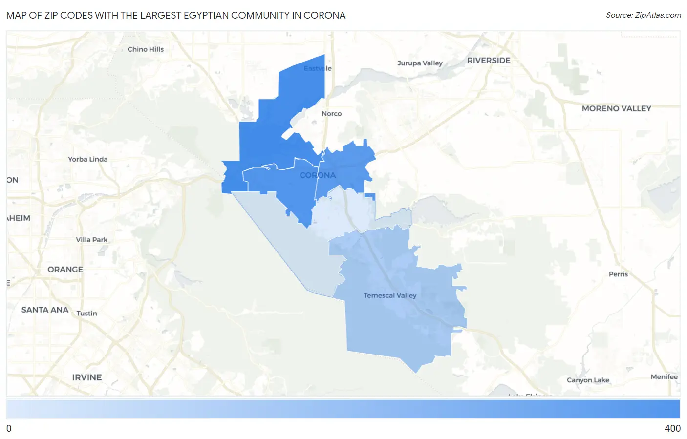 Zip Codes with the Largest Egyptian Community in Corona Map