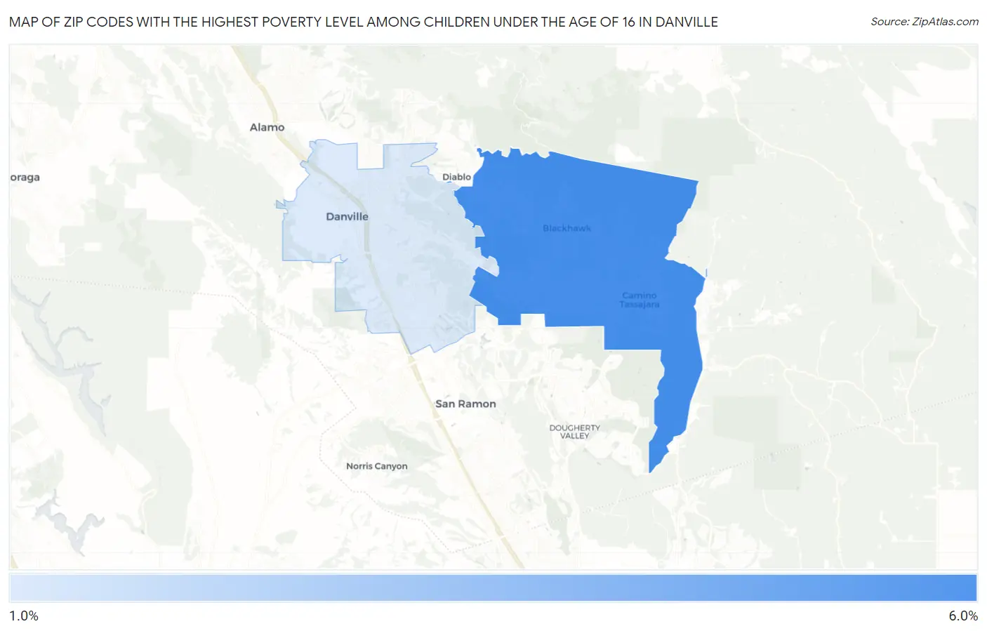 Zip Codes with the Highest Poverty Level Among Children Under the Age of 16 in Danville Map