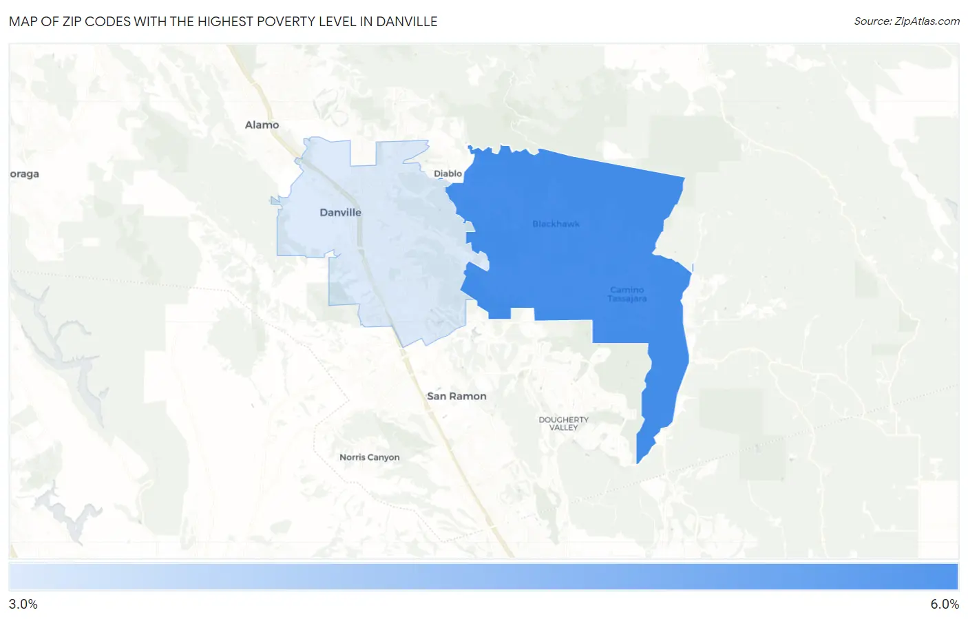 Zip Codes with the Highest Poverty Level in Danville Map