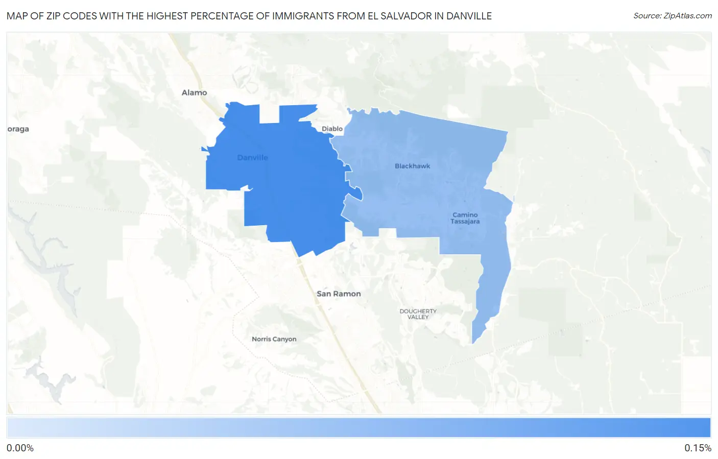 Zip Codes with the Highest Percentage of Immigrants from El Salvador in Danville Map