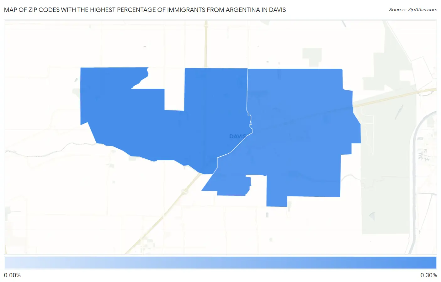 Zip Codes with the Highest Percentage of Immigrants from Argentina in Davis Map