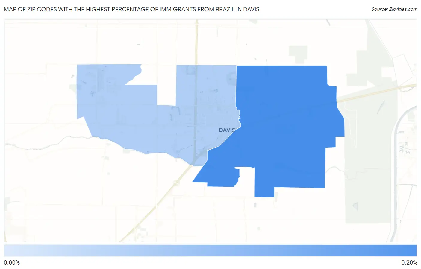 Zip Codes with the Highest Percentage of Immigrants from Brazil in Davis Map