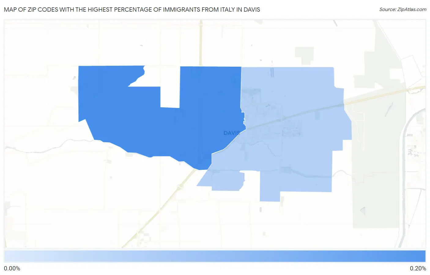 Zip Codes with the Highest Percentage of Immigrants from Italy in Davis Map