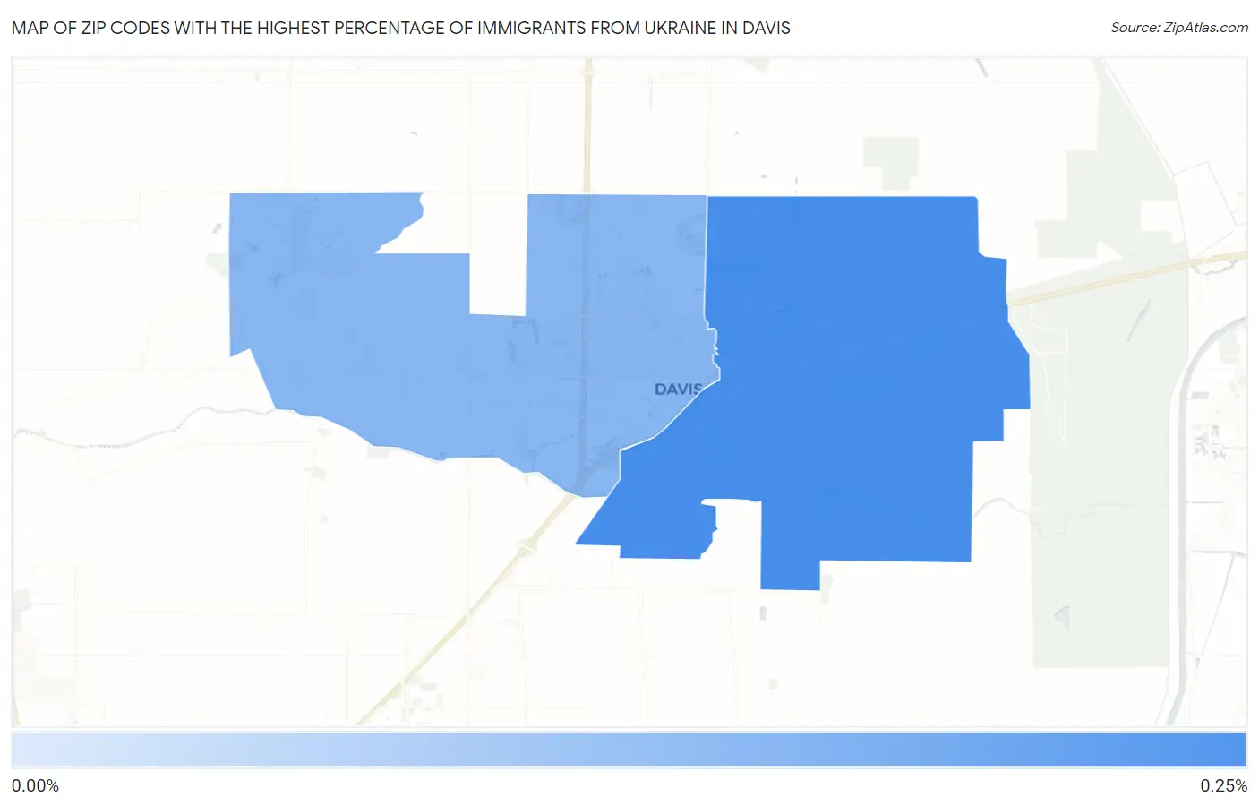 Zip Codes with the Highest Percentage of Immigrants from Ukraine in Davis Map