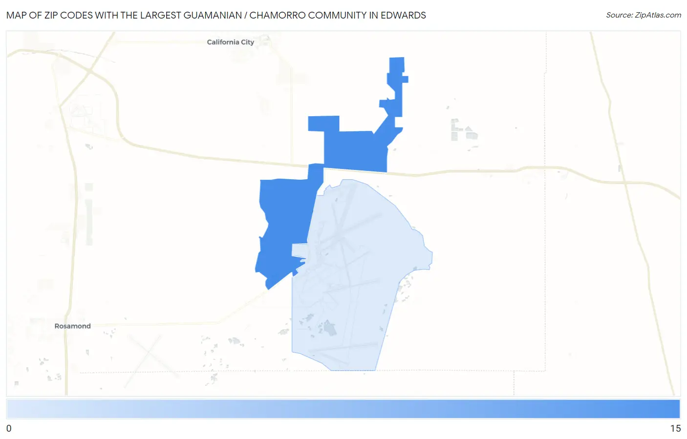 Zip Codes with the Largest Guamanian / Chamorro Community in Edwards Map