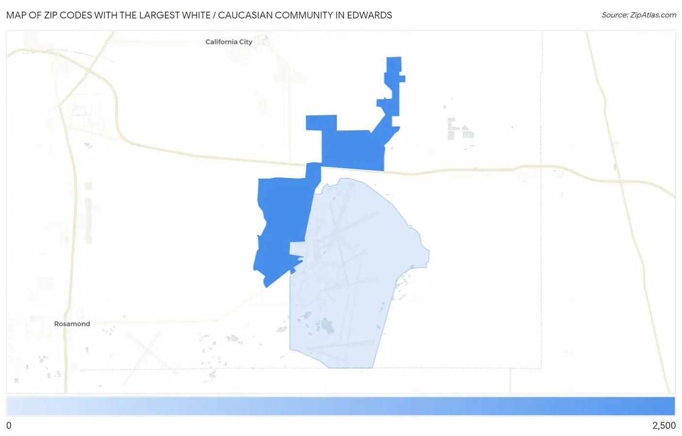 Zip Codes with the Largest White / Caucasian Community in Edwards Map