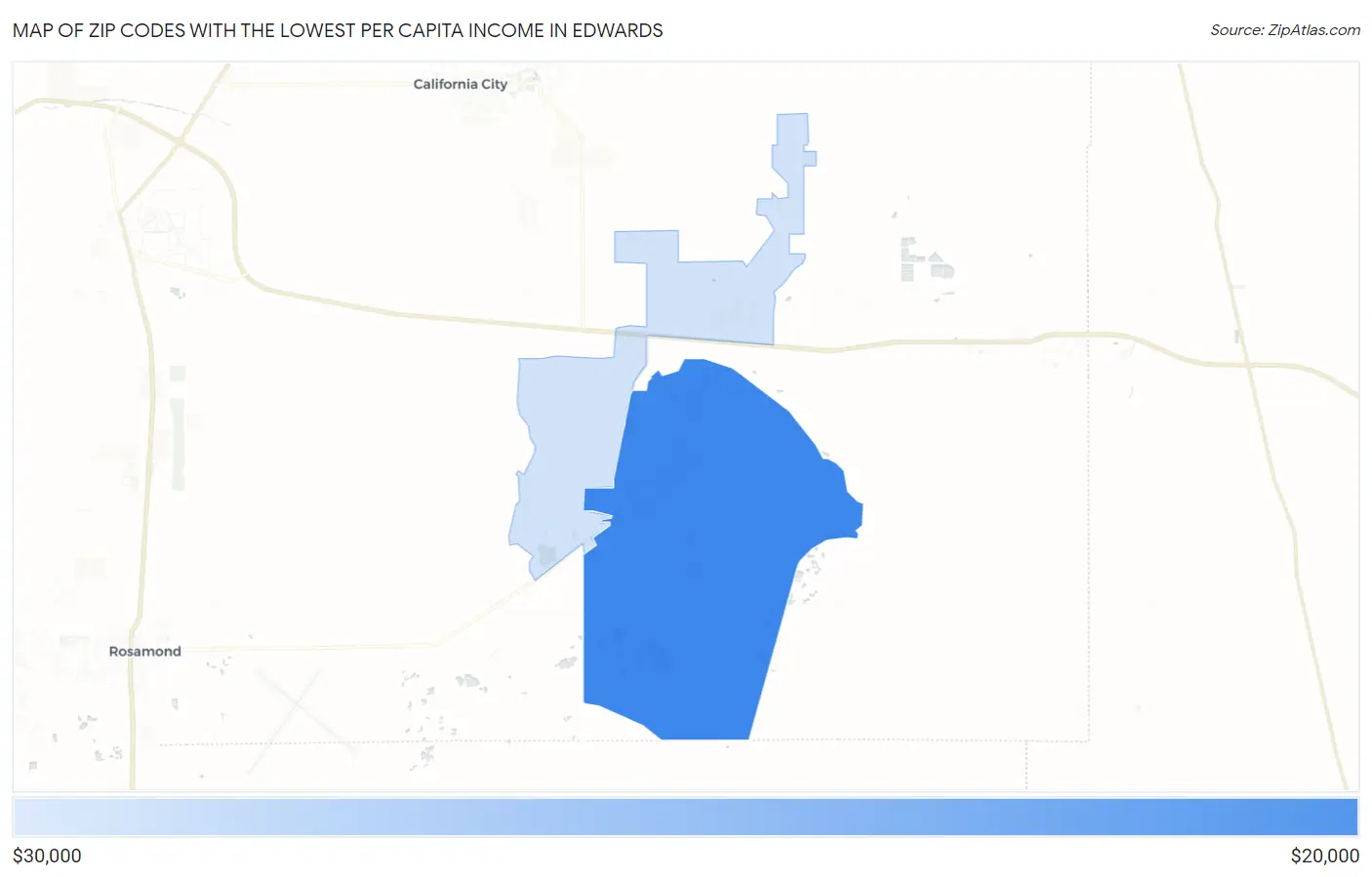Zip Codes with the Lowest Per Capita Income in Edwards Map