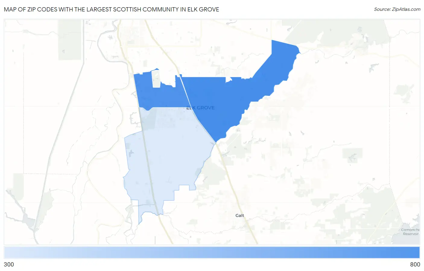 Zip Codes with the Largest Scottish Community in Elk Grove Map