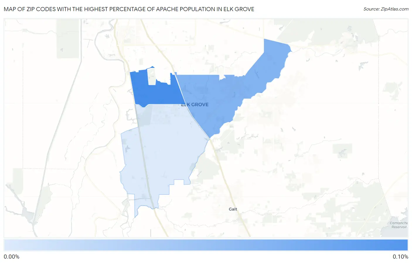 Zip Codes with the Highest Percentage of Apache Population in Elk Grove Map