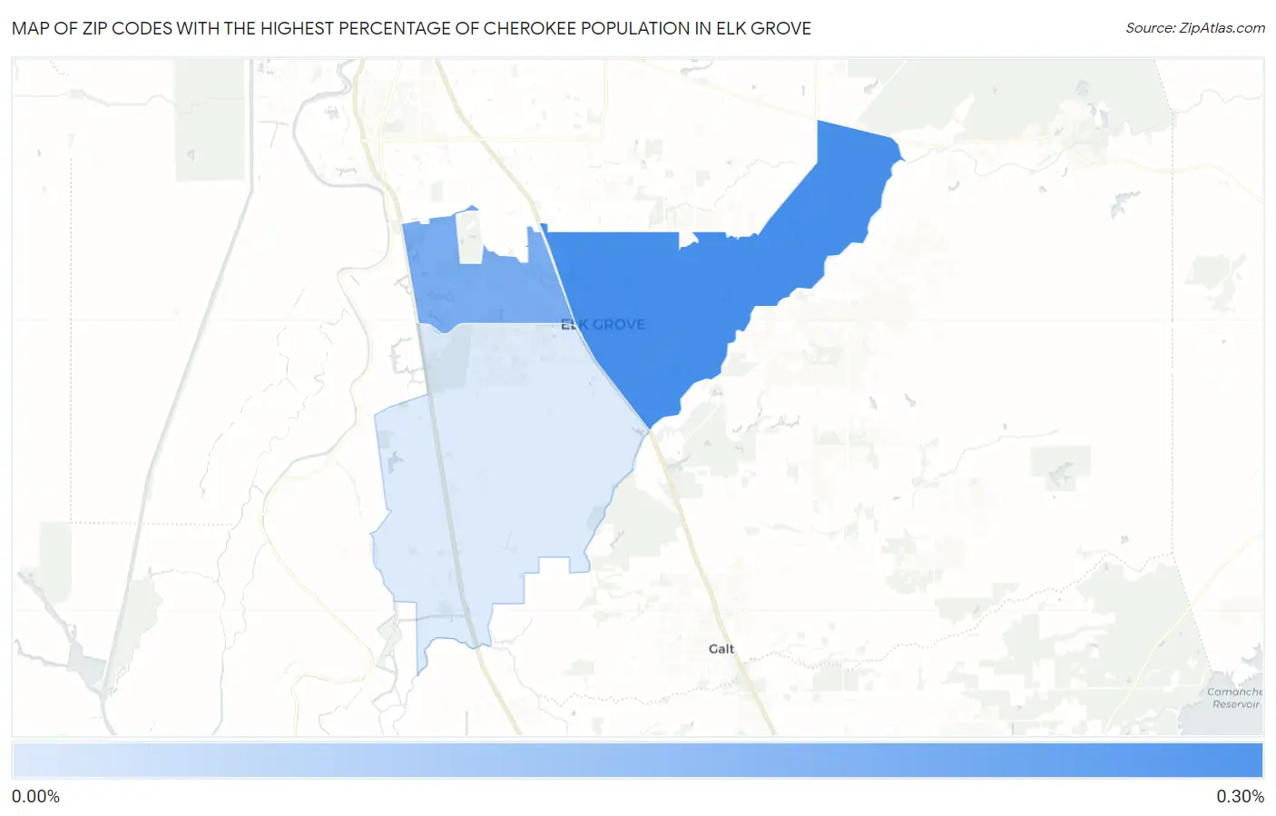 Zip Codes with the Highest Percentage of Cherokee Population in Elk Grove Map