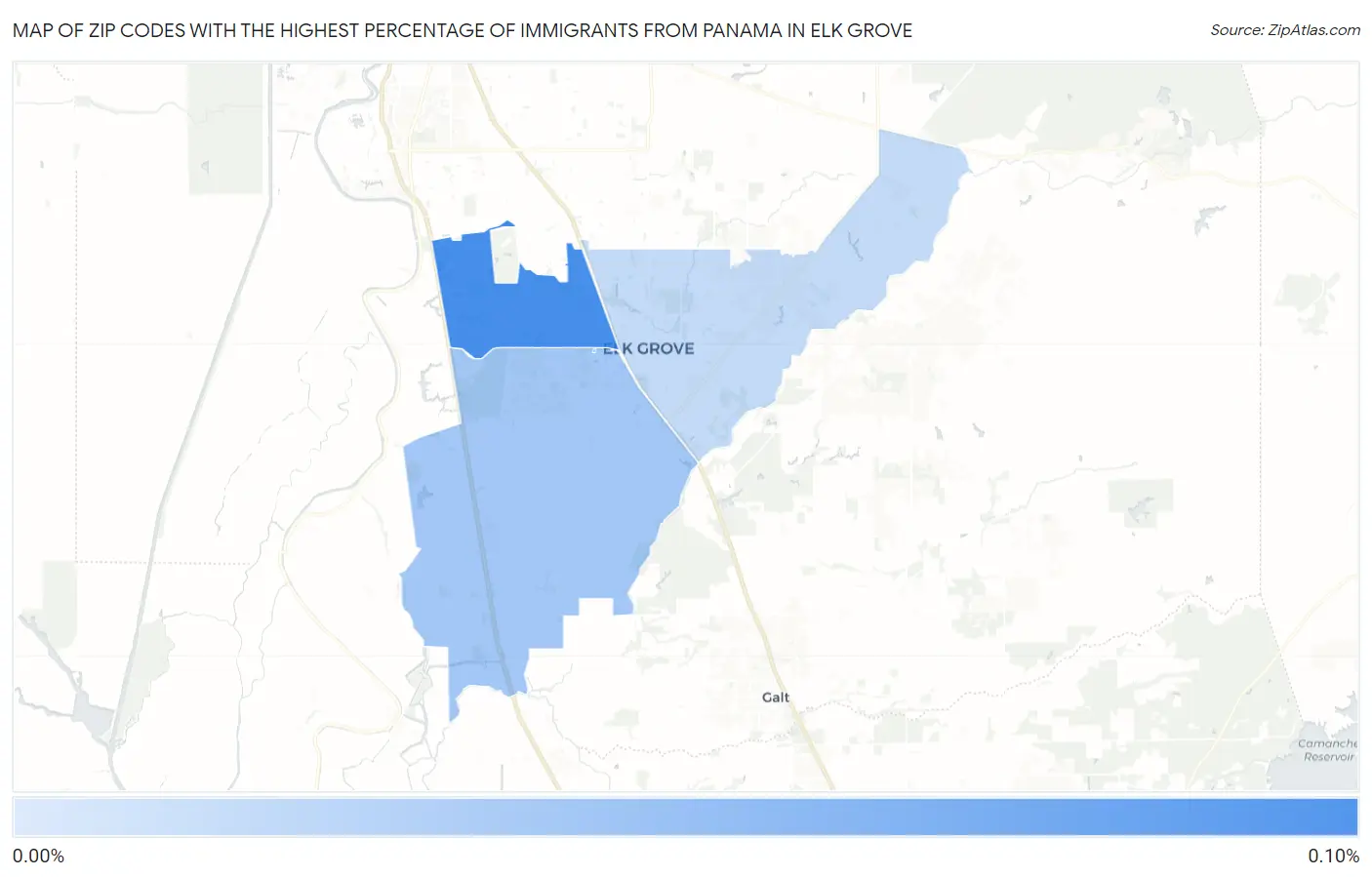 Zip Codes with the Highest Percentage of Immigrants from Panama in Elk Grove Map