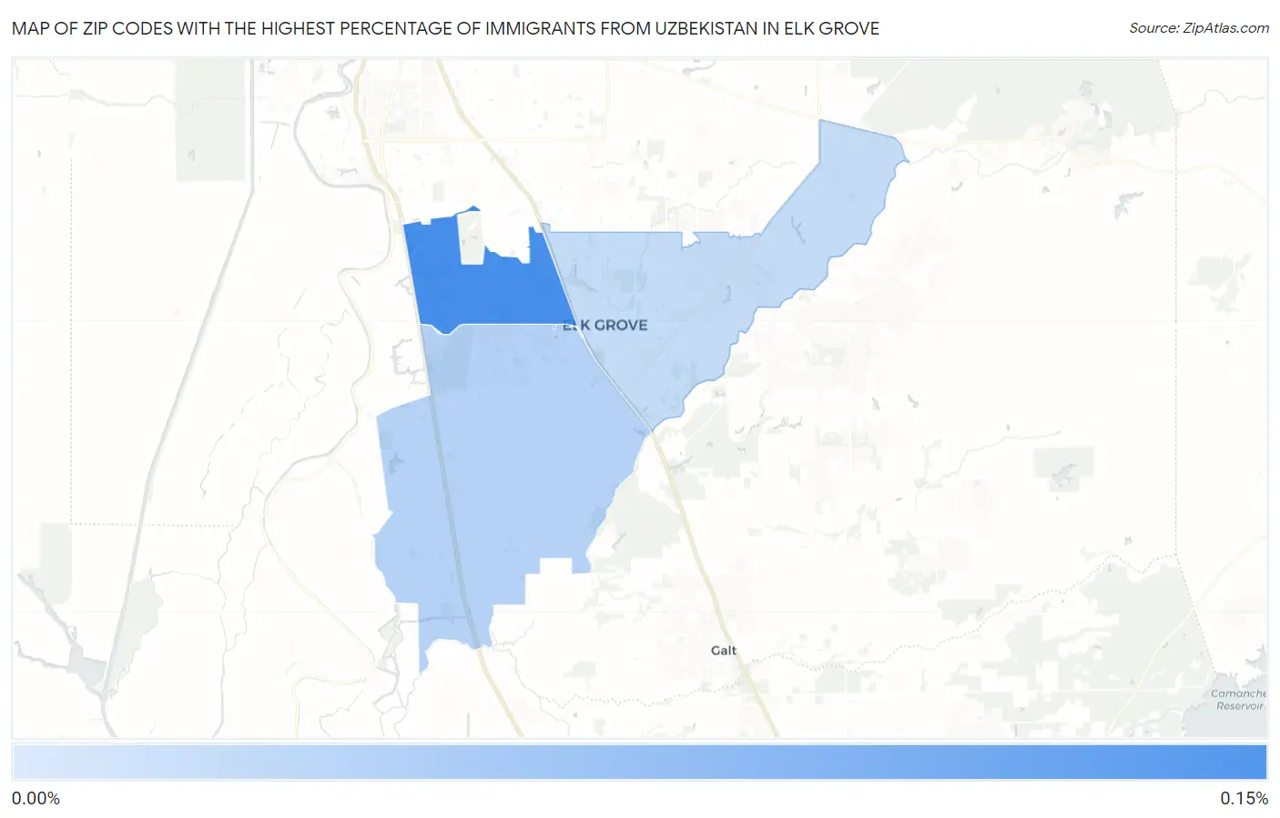 Zip Codes with the Highest Percentage of Immigrants from Uzbekistan in Elk Grove Map