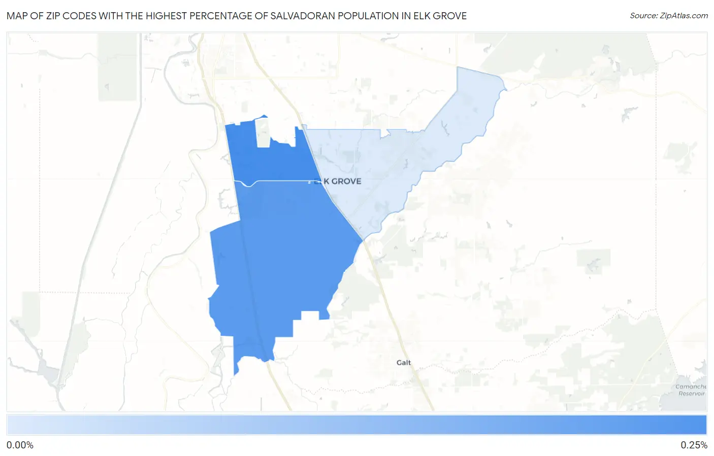 Zip Codes with the Highest Percentage of Salvadoran Population in Elk Grove Map
