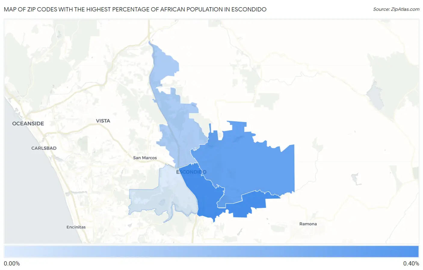 Zip Codes with the Highest Percentage of African Population in Escondido Map