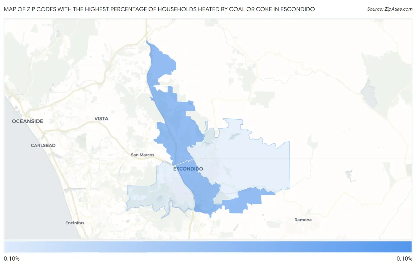 Zip Codes with the Highest Percentage of Households Heated by Coal or Coke in Escondido Map