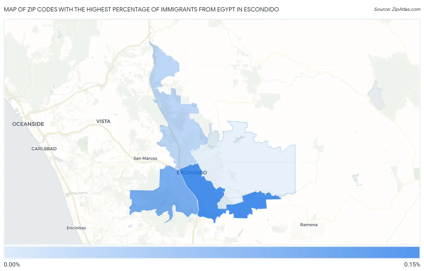 Zip Codes with the Highest Percentage of Immigrants from Egypt in Escondido Map
