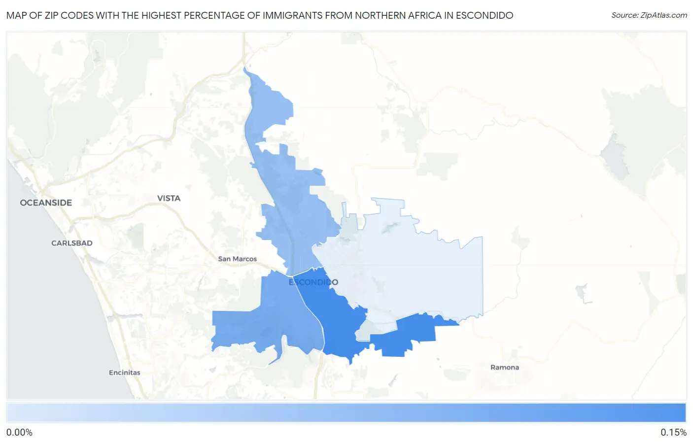 Zip Codes with the Highest Percentage of Immigrants from Northern Africa in Escondido Map