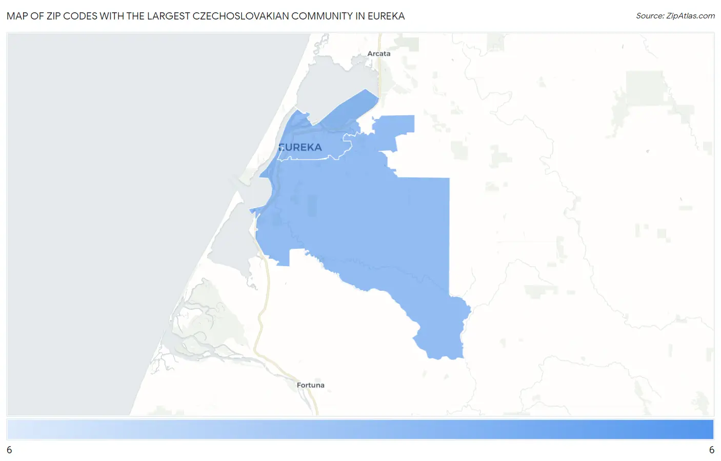 Zip Codes with the Largest Czechoslovakian Community in Eureka Map