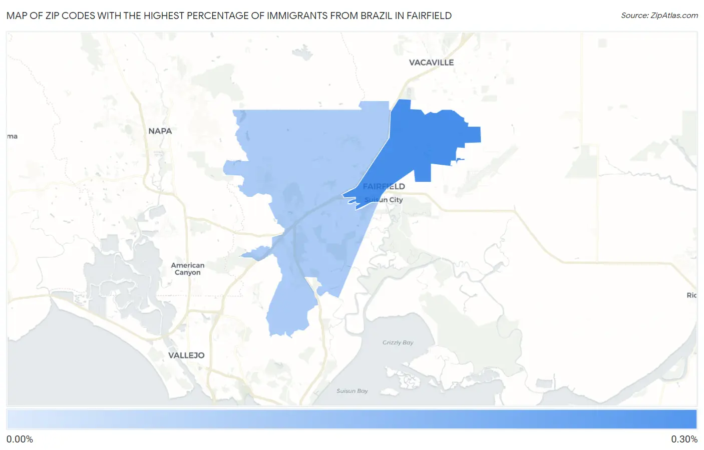 Zip Codes with the Highest Percentage of Immigrants from Brazil in Fairfield Map