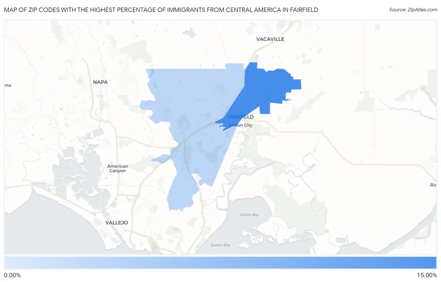 Zip Codes with the Highest Percentage of Immigrants from Central America in Fairfield Map