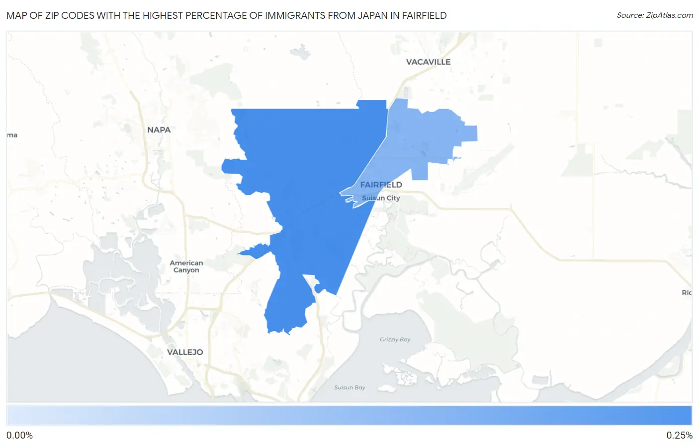 Zip Codes with the Highest Percentage of Immigrants from Japan in Fairfield Map