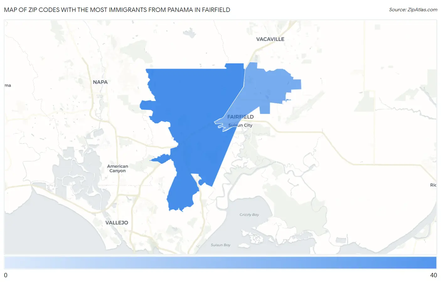 Zip Codes with the Most Immigrants from Panama in Fairfield Map