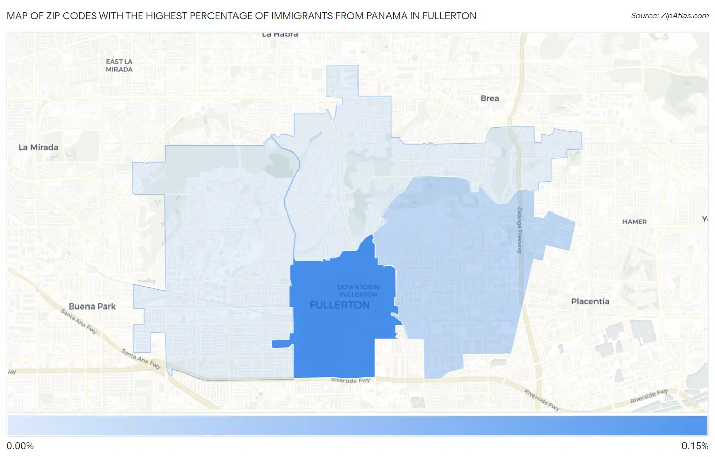 Zip Codes with the Highest Percentage of Immigrants from Panama in Fullerton Map