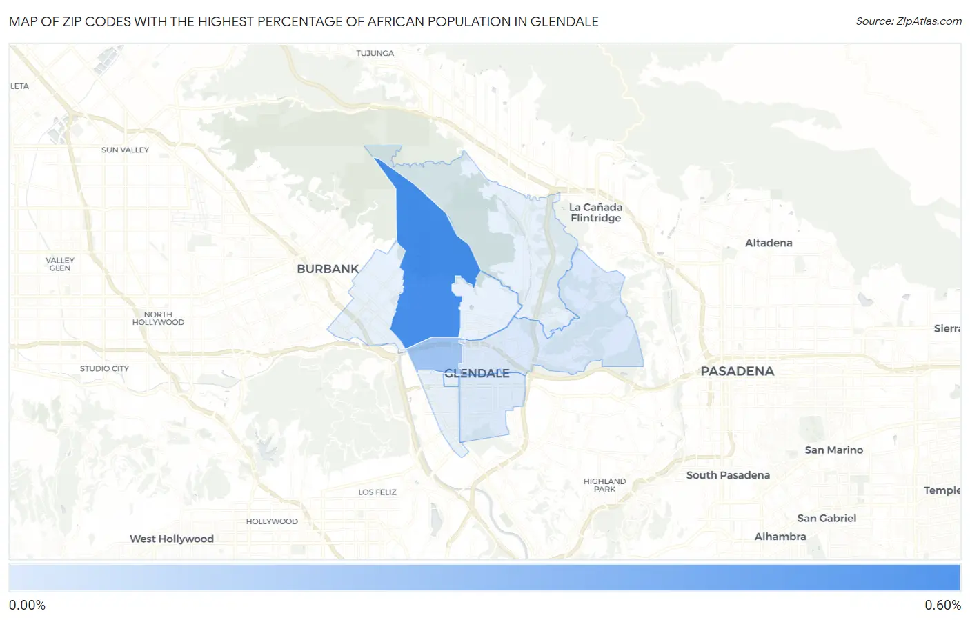 Zip Codes with the Highest Percentage of African Population in Glendale Map