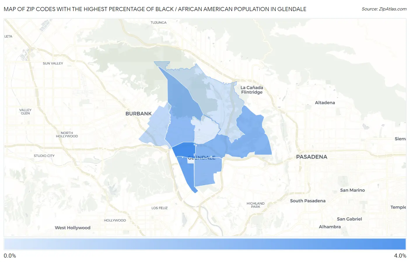 Zip Codes with the Highest Percentage of Black / African American Population in Glendale Map