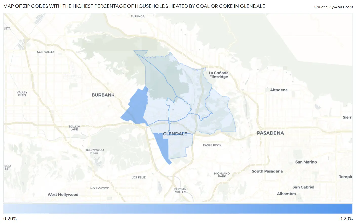 Zip Codes with the Highest Percentage of Households Heated by Coal or Coke in Glendale Map