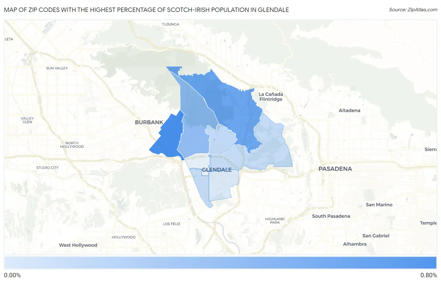 Zip Codes with the Highest Percentage of Scotch-Irish Population in Glendale Map