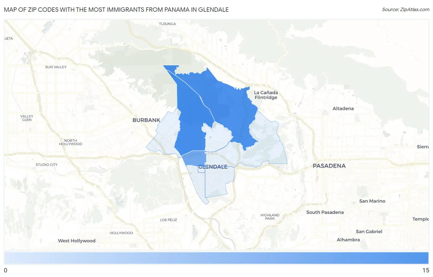 Zip Codes with the Most Immigrants from Panama in Glendale Map