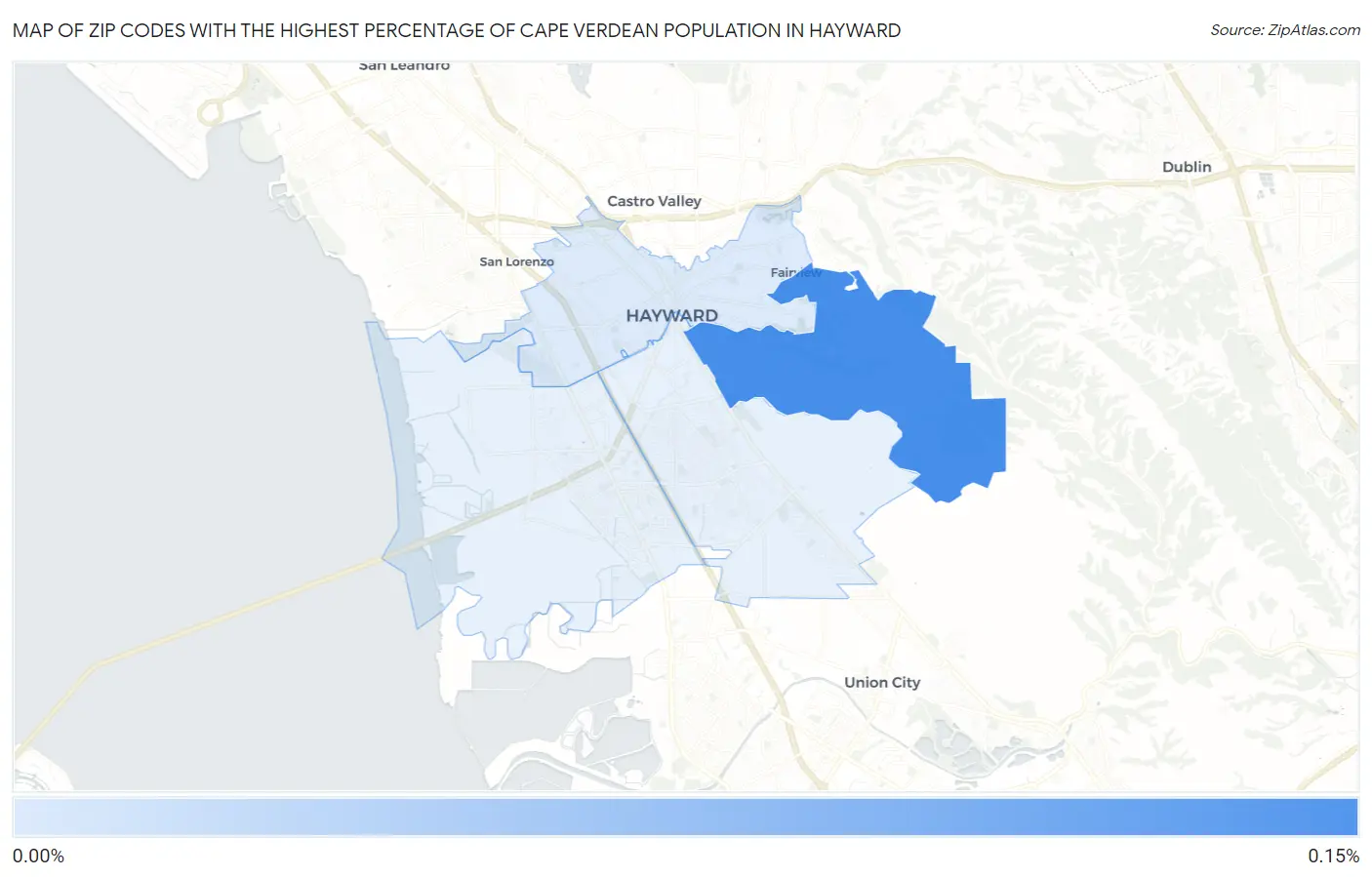 Zip Codes with the Highest Percentage of Cape Verdean Population in Hayward Map