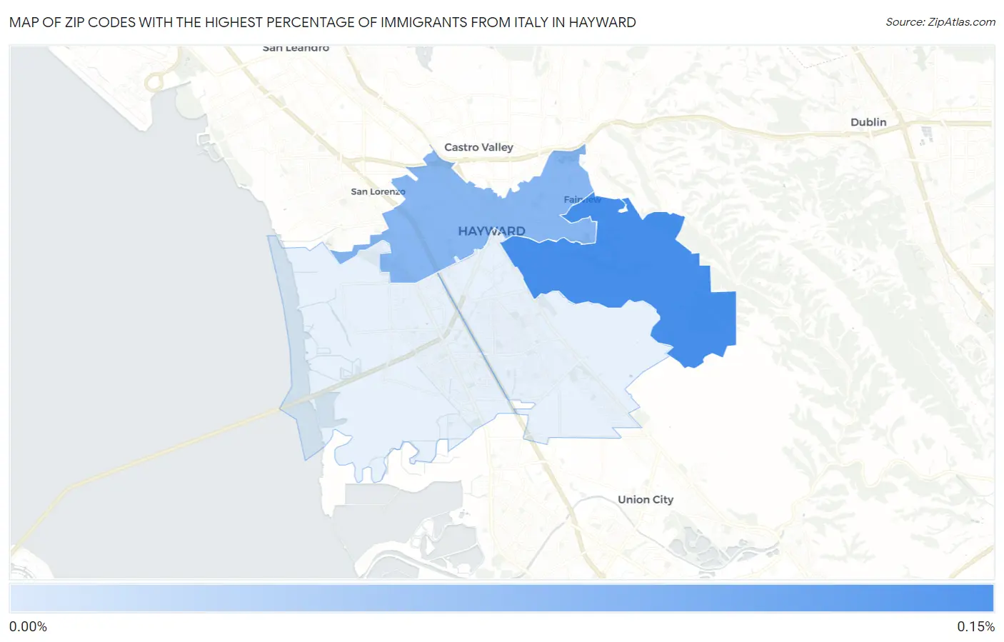 Zip Codes with the Highest Percentage of Immigrants from Italy in Hayward Map