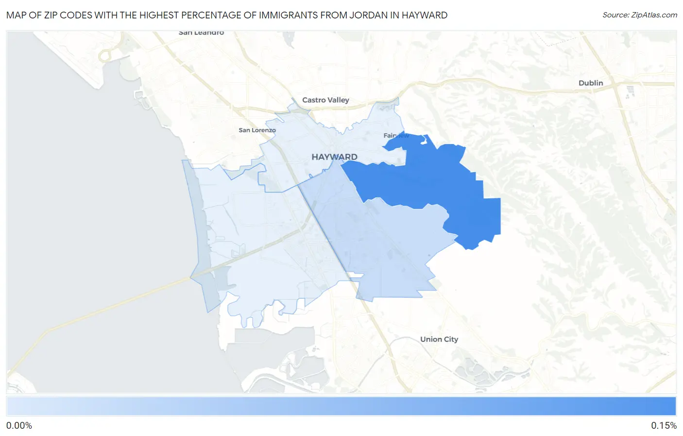 Zip Codes with the Highest Percentage of Immigrants from Jordan in Hayward Map