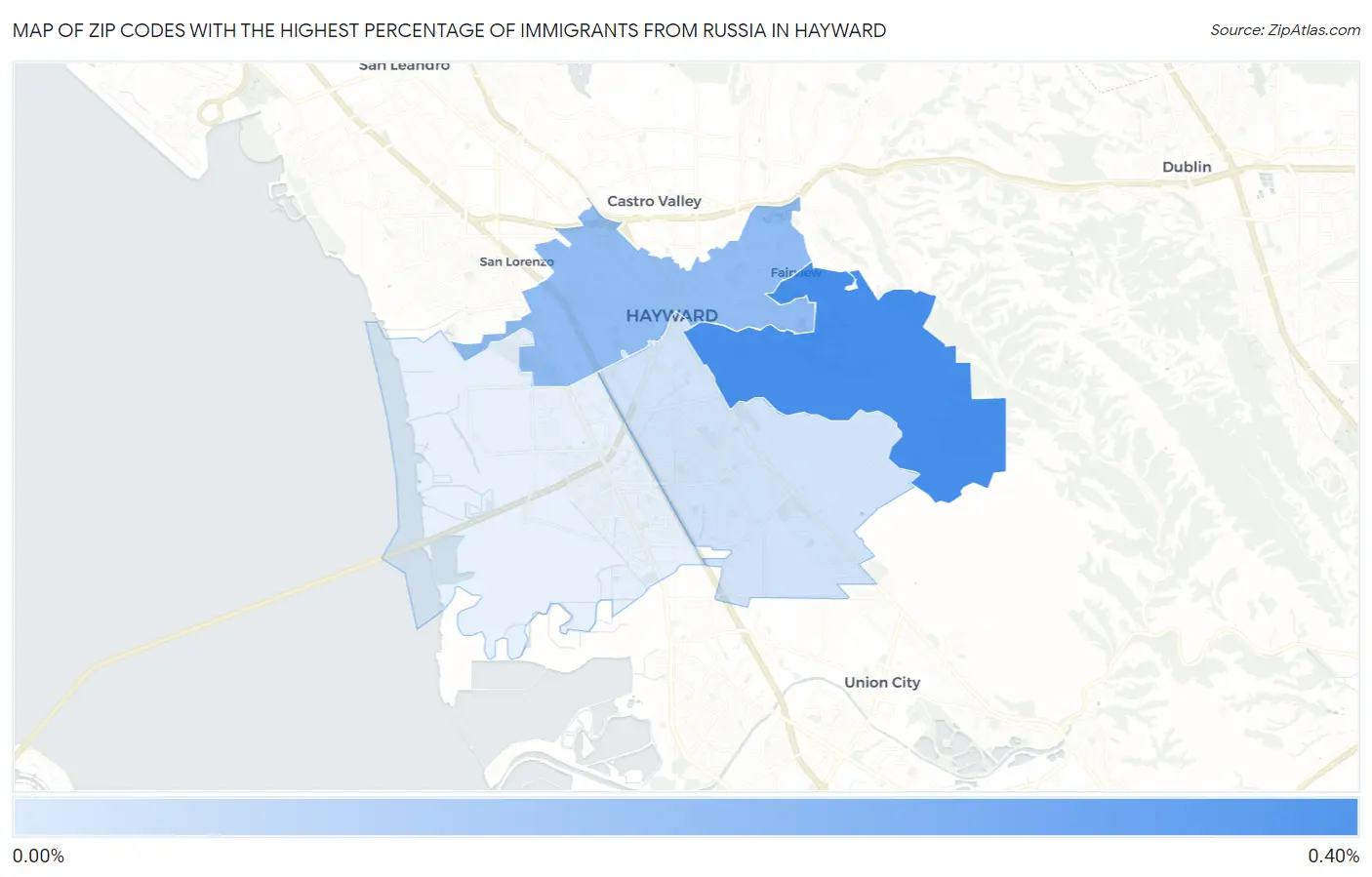Zip Codes with the Highest Percentage of Immigrants from Russia in Hayward Map
