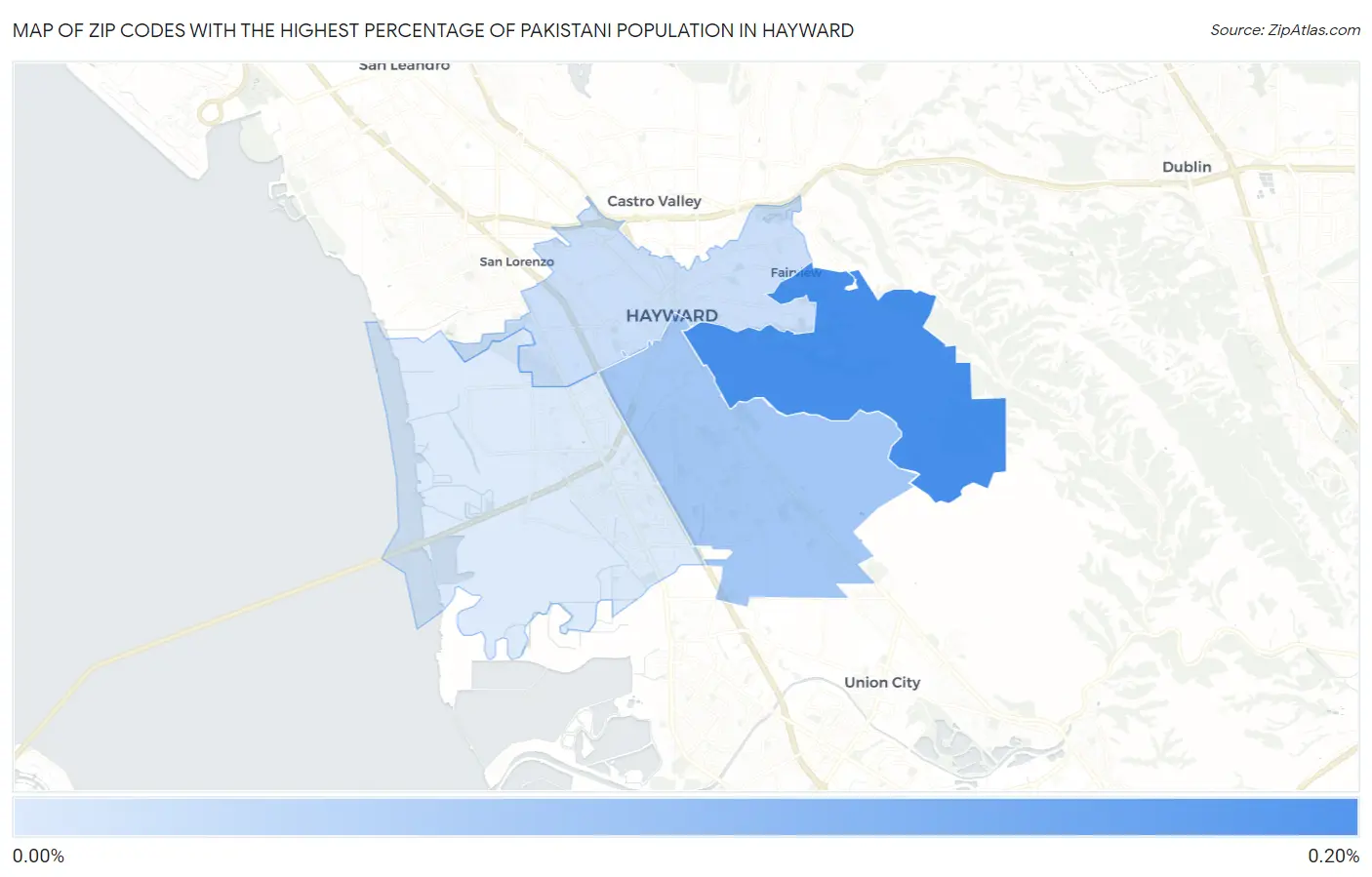 Zip Codes with the Highest Percentage of Pakistani Population in Hayward Map