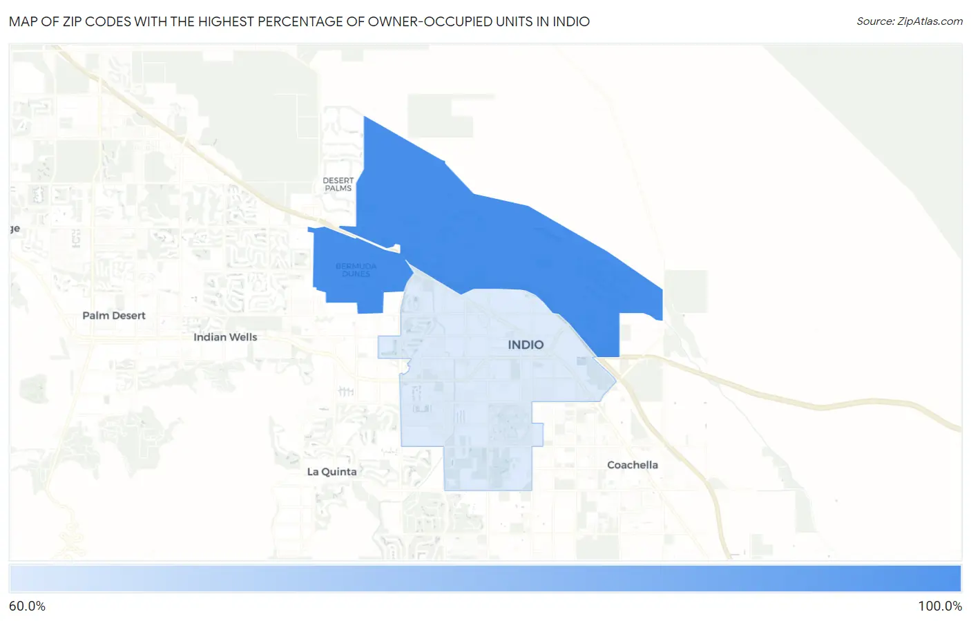 Zip Codes with the Highest Percentage of Owner-Occupied Units in Indio Map