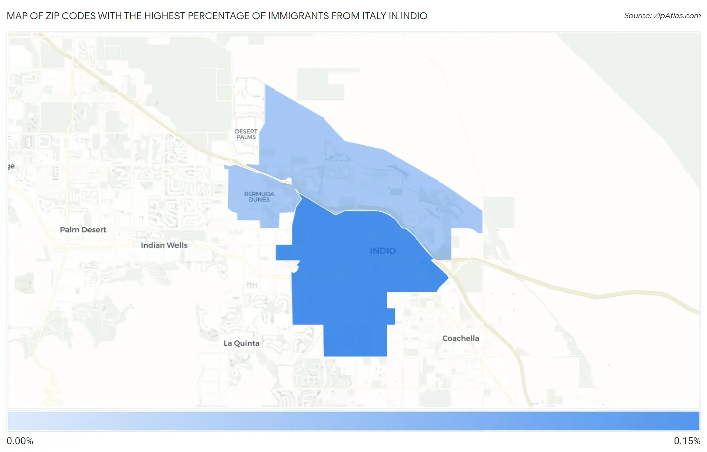 Zip Codes with the Highest Percentage of Immigrants from Italy in Indio Map