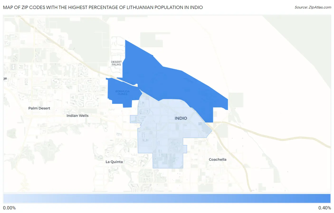 Zip Codes with the Highest Percentage of Lithuanian Population in Indio Map