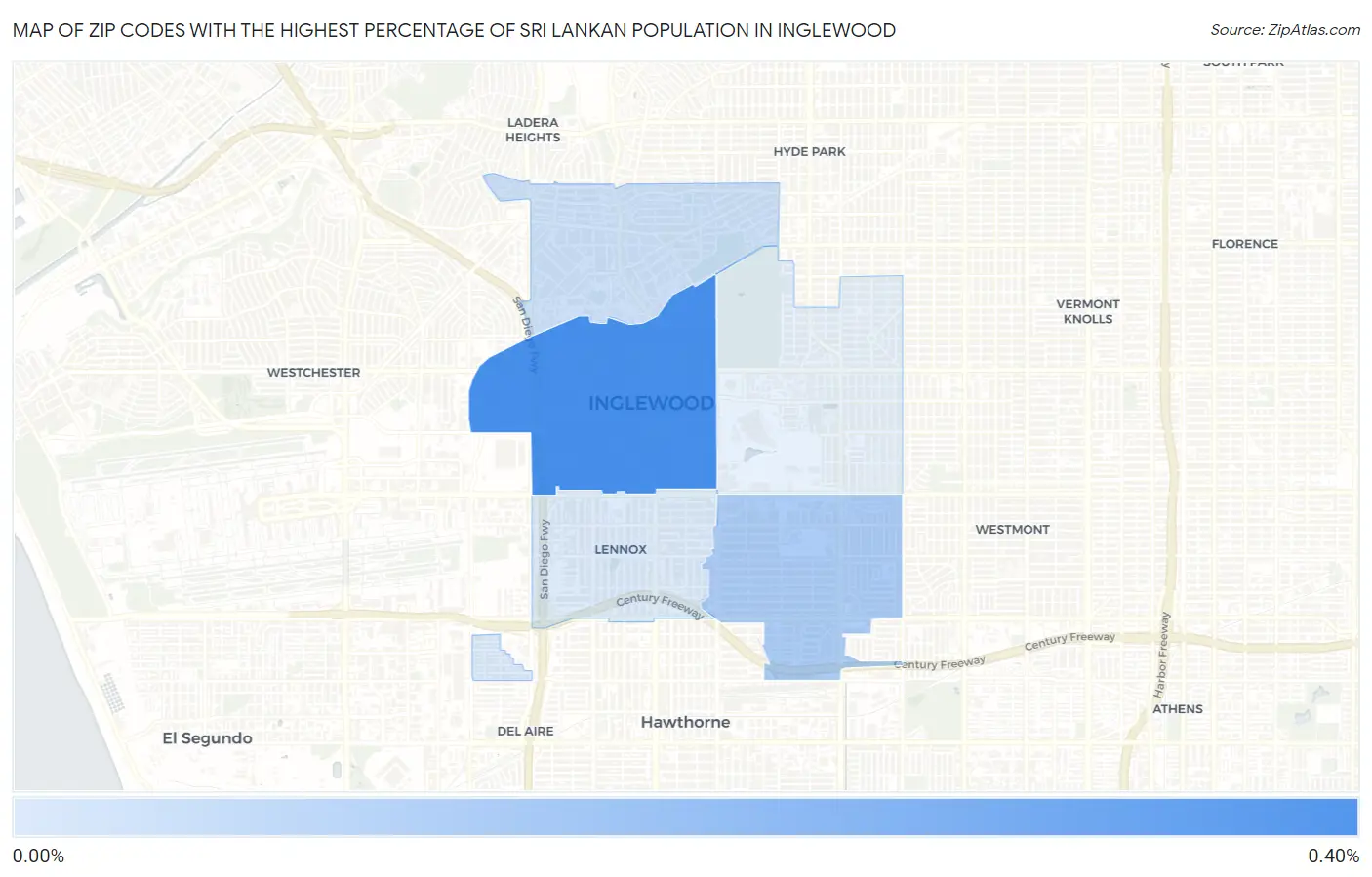 Zip Codes with the Highest Percentage of Sri Lankan Population in Inglewood Map