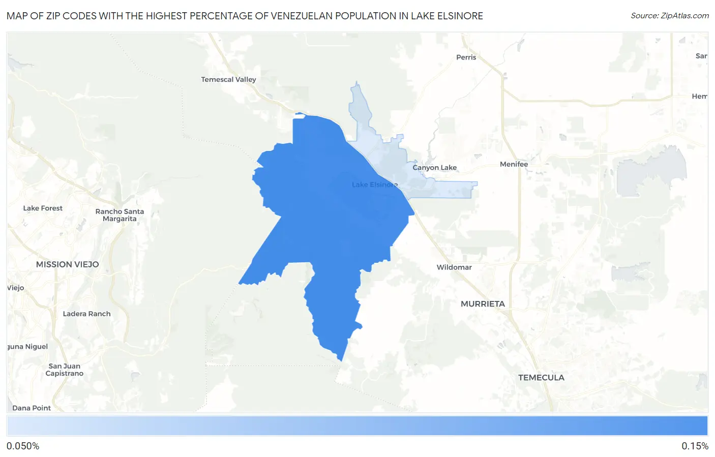 Zip Codes with the Highest Percentage of Venezuelan Population in Lake Elsinore Map
