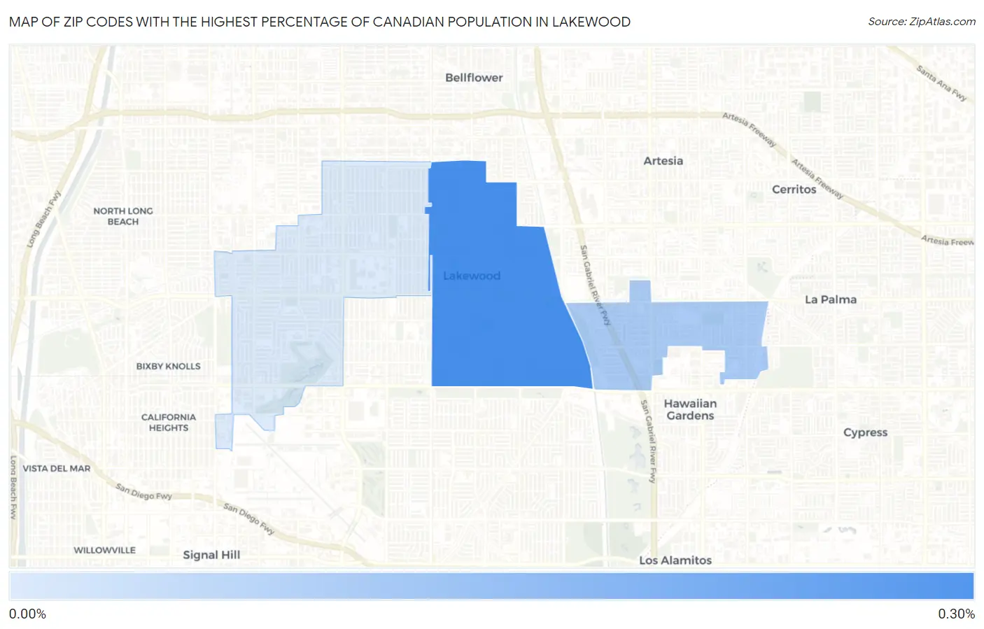 Zip Codes with the Highest Percentage of Canadian Population in Lakewood Map