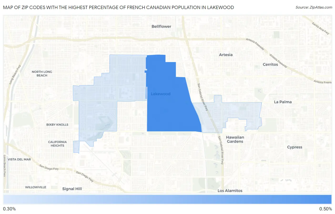 Zip Codes with the Highest Percentage of French Canadian Population in Lakewood Map