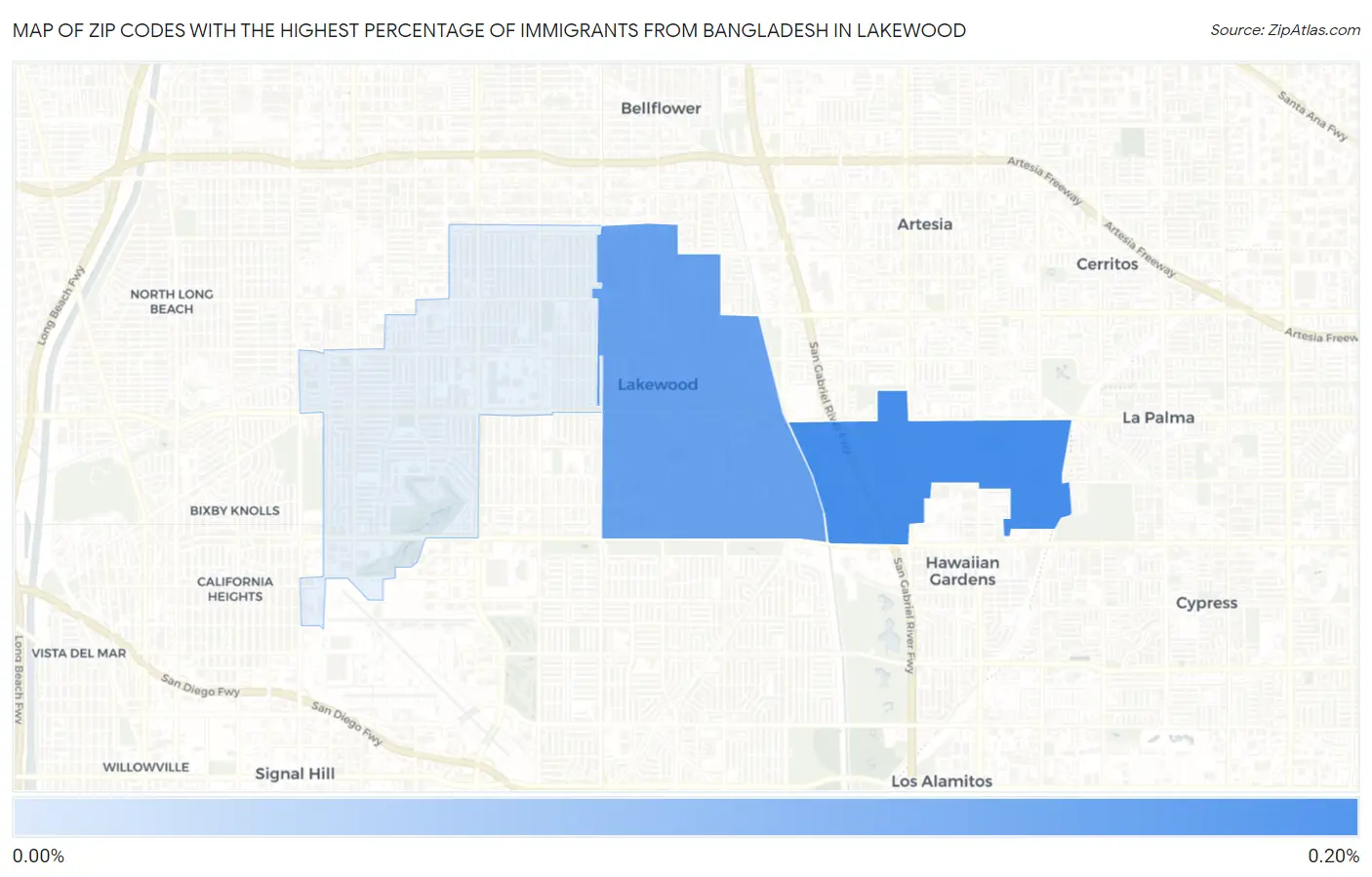 Zip Codes with the Highest Percentage of Immigrants from Bangladesh in Lakewood Map
