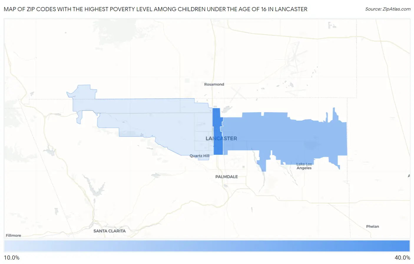Zip Codes with the Highest Poverty Level Among Children Under the Age of 16 in Lancaster Map